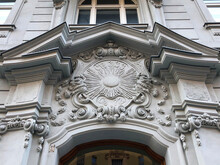 Angular Art Nouveau Building Facade Featuring A Sunshine