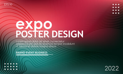 Poster - Abstract dynamic color exhibition poster design template with wavy lines for business promotions and events.
