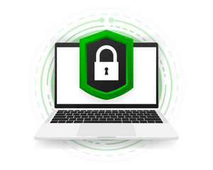 Poster - Cyber technology security, network protection sign. Checkmark signs Approved and Unapproved. Shield with green check mark and red mark. Safety, protection, secure concept. Vector illustration.