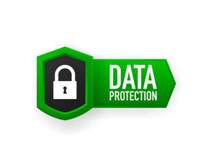 Poster - Data Protection banner vector isolated on white background. Flat badge or label of protected. Vector illustration.