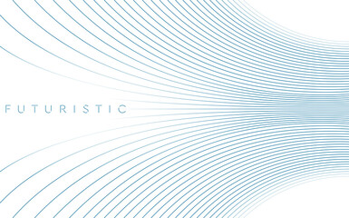 Wall Mural - Blue minimal wavy lines abstract futuristic tech background. Vector digital design