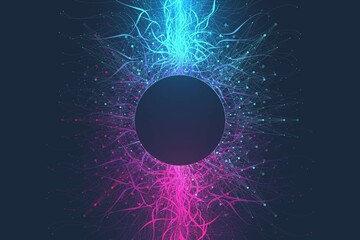 Leinwandbilder - Quantum computer technology concept. Deep learning artificial intelligence. Big data algorithms visualization for business, science, technology. Waves flow, illustration.