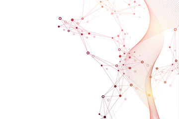 Poster - Technology abstract background with connected line and dots. Big data visualization. Artificial Intelligence and Machine Learning Concept Background. Analytical networks illustration