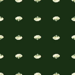 Seamless pattern lola rosa salad on dark green background. Minimalism ornament with lettuce