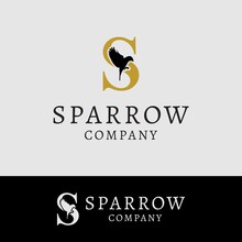 Initial Letter S Flying Bird Sparrow Vector Logo Design