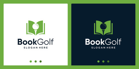 Wall Mural - Open book logo design inspiration with golf design logo. Premium Vector