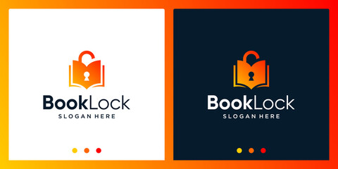 Wall Mural - Open book logo design inspiration with padlock design logo. Premium Vector