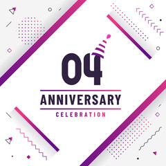 Poster - 4 years anniversary greetings card, 4 anniversary celebration background free colorful vector.