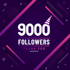 Thank you 9000 followers, 9K followers celebration modern colorful design.