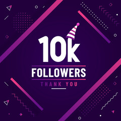 Thank you 10K followers, 10000 followers celebration modern colorful design.