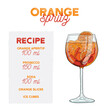 Hand Drawn Colorful Orange Spritz Summer Cocktail. Drink with Ingredients