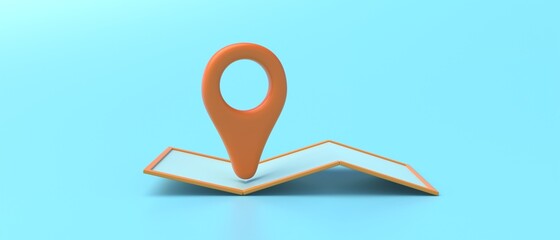 Sticker - Map and pin pointer location, blue color background, travel navigation GPS concept. 3d illustration