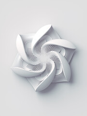 Fototapete - White geometric stylized flower abstract 3d rendering art background. Trendy design element. Digital illustration