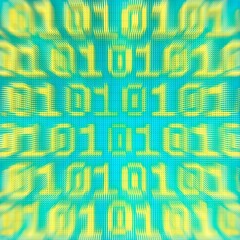 Aufkleber - Modern 3d rendering pattern of yellow numbers on blue digital led scoreboard. Minimal creative illustration