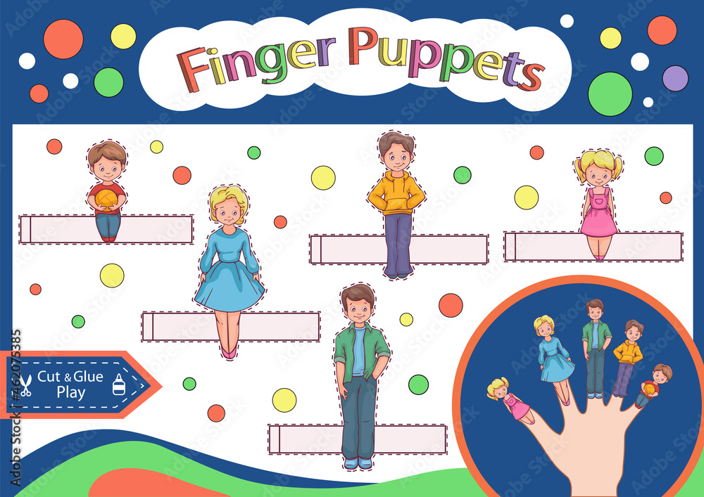 Finger Puppets Family Kids Craft Paper Children Education Game Cut