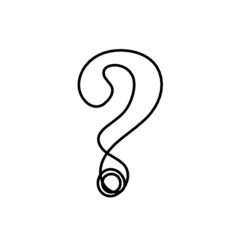 Wall Mural - Abstract question mark continuous lines drawing on white background