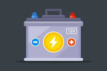 car battery on a white background. flat vector illustration.