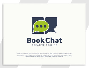 Wall Mural - Book chat logo design template