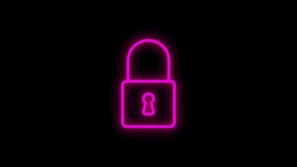 Poster - SECURITY line neon icon of for modern concepts, web and apps on white background. Motion graphic.