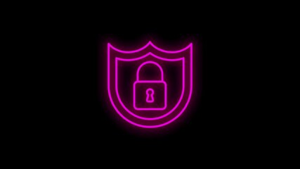 Poster - SECURITY line neon icon of for modern concepts, web and apps on white background. Motion graphic.