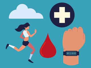 Sticker - set of woman wearable health