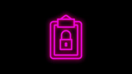 Poster - SECURITY line neon icon of for modern concepts, web and apps on white background. Motion graphic.