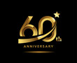 Golden 60 year anniversary celebration logo design with star symbol
