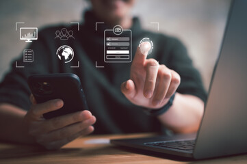 Leinwandbilder - cyber security concept, Login, User, identification information security and encryption, secure access to user's personal information, secure Internet access, cybersecurity.