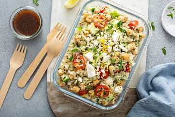 Wall Mural - Healthy low carb salad with cauliflower rice and chickpeas