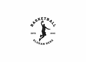 Wall Mural - logo for basketball sport in cool style and on white background