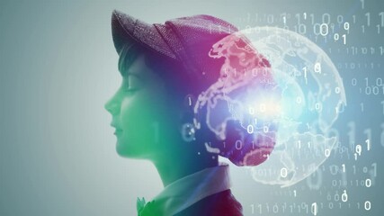 Aufkleber - AI (Artificial Intelligence) concept. Deep learning. Mindfulness. Globan communication network. Digital transformation.