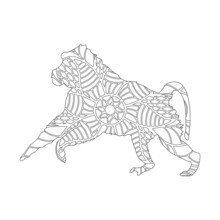 Zentangle Stylized Cartoon (stag, Christmas Reindeer). Hand-drawn Sketch For Adult Anti-stress Coloring Book Page, Any Emblem Logo, Or Tattoo With Doodle, Mandala, And Floral Design Elements.