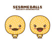 dessert sesame ball mascot, asian food vector illustration