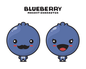 Wall Mural - cute blueberry mascot, fruit vector illustration