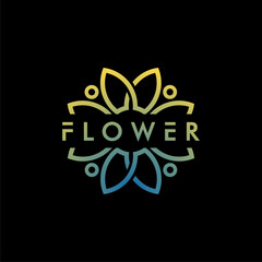 Wall Mural - Flower logo design linear style vector icon logotype