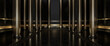 Golden And Black Marble Classic, Modern, Luxury Columns. Pillar Background - 3D Illustration