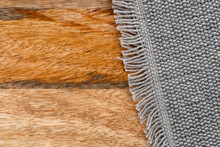 Jute Cotton Rough Woven Gray Mat Texture On A Wooden Rustic Surface