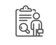 Inspect line icon. Quality research sign. Verification review list symbol. Quality design element. Line style inspect icon. Editable stroke. Vector