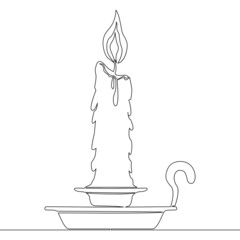 Wall Mural - Continuous line drawing candle light icon concept