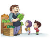 Illustration of kids shopping at the greengrocer