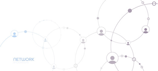 Aufkleber - Network background. Connections with points, lines, and people icons. Vector illustration