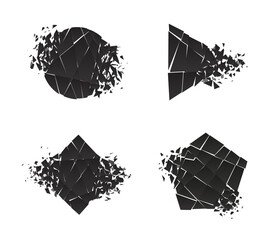 Wall Mural - shape explosion broken shattered flat style design vector illustration set isolated on white backgro
