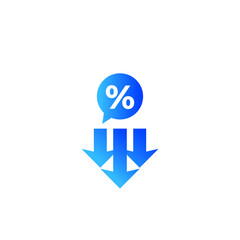 Poster - profit decrease, reduction icon, vector