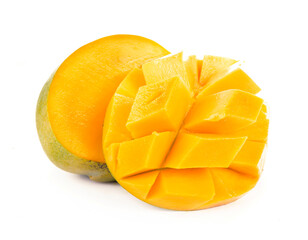 Sticker - the mango fruit isolated on white background.