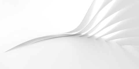 Fototapete - Abstract of white lines background, Minimal dynamic shape, 3d rendering.