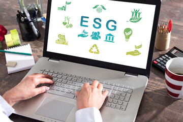 Poster - Esg concept on a laptop screen