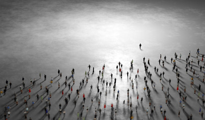 Wall Mural - people follow a leader. community of followers