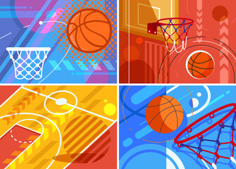 Wall Mural - Collection of basketball banners. Placard designs in flat style.