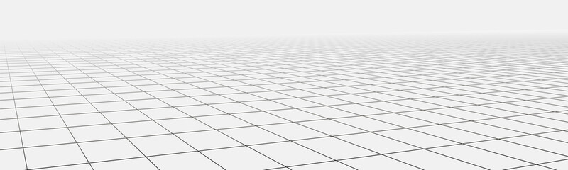 Leinwandbilder - Vector perspective mesh. Detailed grid lines on white background.