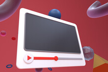 Youtube Video Player 3d Design Or Video Media Player Interface On Abstract Geometry Background